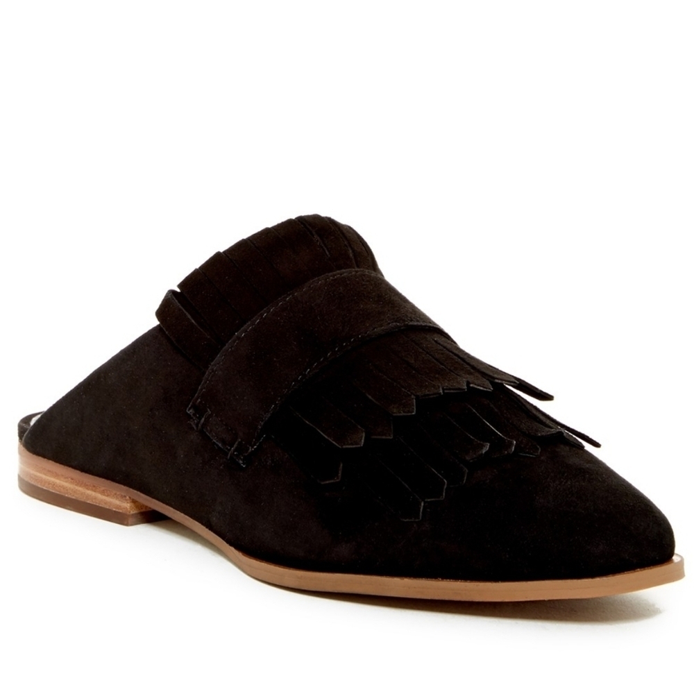 Steven by Steve Madden Adee‎ Black Suede Fringe Mules